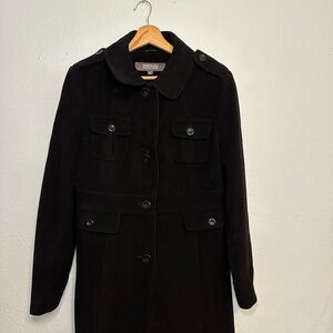 Kenneth Cole Reaction Women’s Black Button-Up Wool Coat